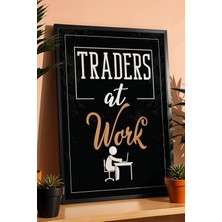 Traders At Work Motivasyon Temalı Çerçeveli Tablo Finans ve Yatırım Serisi Ofis Duvar Dekoru