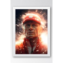 Niki Lauda Efsanevi F1 Portresi Çerçeveli Tablo - Lüks Modern Formula 1 Dekoratif Duvar Sanatı