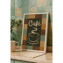 Retro Café Sanatsal Tasarım Çerçeveli Tablo - Vintage Kahve Köşesi Duvar Dekoru