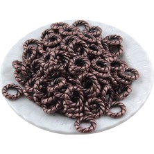 Serhat Aksesuar ve El İşçiliği 15X4 Kahve Tonunda Metal Görünümlü Desenli Halka Boncuk (20 Adet)