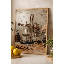 Retro Belçika Sifon Kahve Tasarım Çerçeveli Tablo - Sanatsal Mutfak ve Barista Duvar Dekoru