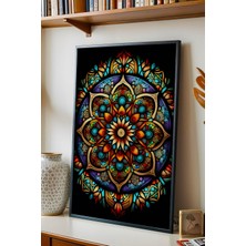 Kozmik Uyum Çok Renkli Mandala Çerçeveli Tablo - Lüks Geometrik Meditasyon Sanatı Duvar Dekoru