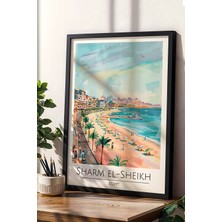 Mısır Sharm El-Sheikh Temalı Çerçeveli Tablo Travel Serisi Modern Illüstrasyon Duvar Dekoru