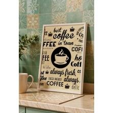 Retro Coffee Tasarım Çerçeveli Tablo - Mutfak ve Kafe Için Sanatsal Kahve Duvar Dekoru