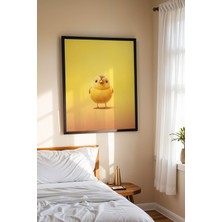 Sevimli Sarı Yavru Civciv Çerçeveli Tablo - Bebek ve Çocuk Odası Modern Hayvan Duvar Dekoru