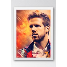 Sebastian Vettel Efsanevi F1 Portresi Çerçeveli Tablo - Lüks Modern Formula 1 Duvar Dekoru