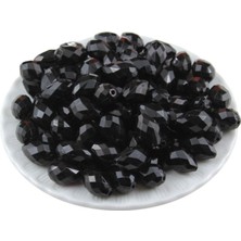 Serhat Aksesuar ve El İşçiliği Damla Siyah Içten Delikli 11X17 mm Akrilik Boncuk (25 gr 21 Adet)