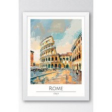 Italya Roma Duvar Tablosu – Kolezyum Temalı Modern Salon Duvar Dekoru, Çerçeveli Poster Tablo