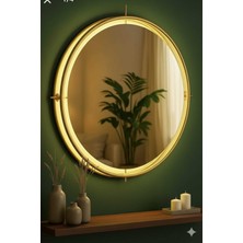Aga Konsept Iskandinav Gold Kablosuz Led'li Ayna (50 Cm, 60 Cm, 75 Cm) Metal Dekoratif Duvar Banyo Makyaj Aynası