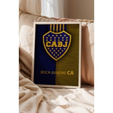 Boca Juniors Logolu Premium Tasarım Çerçeveli Tablo - Arjantin Efsanesi Futbol Duvar Dekoru