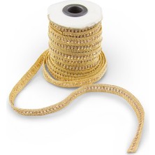 Serhat Aksesuar ve El İşçiliği Gold Kasa SS12 3 mm Kristal Taşlı Şerit Zincir (4 Metre)