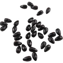 Serhat Aksesuar ve El İşçiliği Damla Siyah Içten Delikli 8X14 mm Akrilik Boncuk (25 gr 40 Adet)