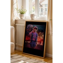 Stranger Things Dustin Henderson Tasarım Çerçeveli Tablo - Retro Hawkins Yazı Duvar Dekoru