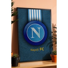 Napoli Logolu Premium Tasarım Çerçeveli Tablo - Italyan Mavisi Futbol Duvar Dekoru