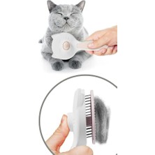Lilya Petshop Kedi Köpek Tarağı | Otomatik Temizlenen Düğmeli | Masaj Etkili | Yumuşak Tarama Fırçası