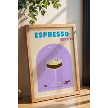 Espresso Martini Temalı Renkli Çerçeveli Tablo – Modern Mutfak ve Bar Duvar Dekoru, Kokteyl Poster