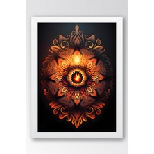 Ateşin Özü Premium Mandala Çerçeveli Tablo - Lüks Modern Spiritüel Duvar Dekoru Antrasit Sanat