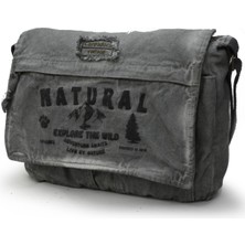 Cappadocia Vintage 4028 Salaş Omuz Çantası Pamuk Kanvas Postacı 15.6 Laptop Okul Seyahat Günlük Vintage Retro