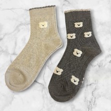 TrendyChic Ayıcıklı Füme ve Gri Çorap