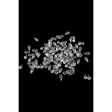 Serhat Aksesuar ve El İşçiliği 6X12 mm Damla Kubbesi Sivri Desenli Yandan Delikli Şeffaf Akrilik Boncuk (25 gr 105 Adet)
