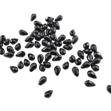 Serhat Aksesuar ve El İşçiliği Damla Siyah Içten Delikli 10X14 mm Akrilik Boncuk (25 gr 34 Adet)