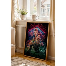 Stranger Things Premium Tasarım Çerçeveli Tablo - Eleven ve Arkadaşları Sanatsal Duvar Dekoru