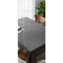ÜN.K Gri Şeffaf Pvc Masa Örtüsü Hasır Desenli Masa Örtüsü Lüx Model