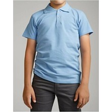 Ümitteks İş Ve Okul Kıyafetleri Unısex Penye Polo Yaka Bebe Mavisi Kısa Kollu Okul Tişörtü