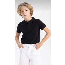 Ümitteks İş Ve Okul Kıyafetleri Unısex Penye Polo Yaka Siyah Kısa Kollu Okul Tişörtü