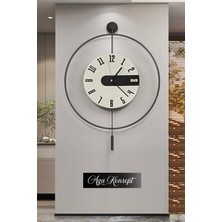 Aga Konsept Siyah Latin 3 Kristal Tiktok (Büyük Boy 50 x 75 Cm), Modern Dekoratif Sarkaçlı Metal Duvar Saati