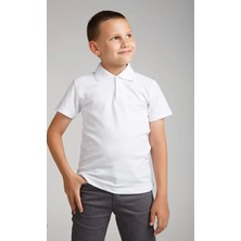 Ümitteks İş Ve Okul Kıyafetleri Unısex Penye Polo Yaka Beyaz Kısa Kollu Okul Tişörtü