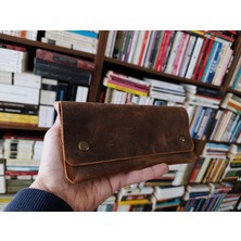 Mahfuz Gerçek Deri Tamamen El Emeği Kadın Cüzdan 22CM*8CM * 1 Kağıt Para Alanı 4 Kart Bölmesi NLU230