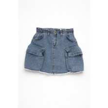 Magu Kız Çocuk Mavi Denim Cepli Etek