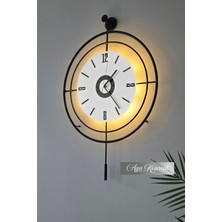 Aga Konsept Led'li Siyah Target Kristal (Büyük Boy 50 x 75 Cm), Modern Dekoratif Metal Duvar Saati