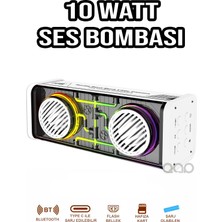 Teknohane Tekno Hane 10 Watt Bluetooth Hoparlör Beyaz-Siyah LED Işık ile Yüksek Ses Gücü