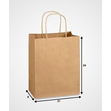 NB Endüstriyel Burgu Saplı Kraft Çanta 21CMX8CMX24CM (25 Adet Kağıt Poşet Çanta)