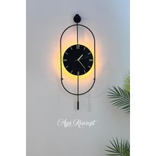 Aga Konsept Led'li Nero Serenity Siyah Orta Boy Modern Dekoratif Metal Duvar Saati