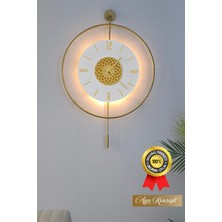 Aga Konsept Led'li Gold Lotus Tiktok Kristal (Orta Boy 40 x 60 Cm), Modern Dekoratif Sarkaçlı Metal Duvar Saati