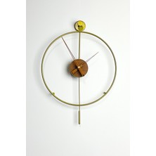 Aga Konsept Tiktok Plus 40 cm Gold Modern Dekoratif Sarkaçlı Metal Duvar Saati