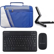 Microcase Apple iPad Air 11 M3 (2025) Tablet Uyumlu Tablet Çanta+Türkçe Bluetooth Klavye +Mouse+ Standı AL4383 Lacivert