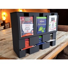 Dskatman Dekoratif 3 Bölmeli Poşet Çay Düzenleyici Stand - Modern Mutfak Organizeri