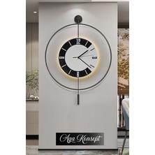 Aga Konsept Led'li Siyah Hilal Kristal Tiktok (Orta Boy 40 x 60 Cm), Modern Dekoratif Metal Duvar Saati