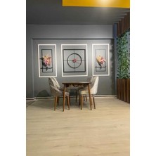 Aga Konsept Vip Set Xxxl 90 cm Siyah 3'lü Kare Çiçeklikli Duvar Saati