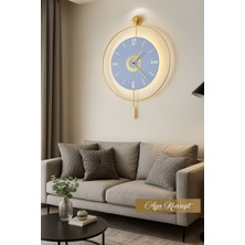 Aga Konsept Led'li Gold Orjin 24 (Orta Boy 40 x 60 Cm), Modern Dekoratif Sarkaçlı Metal Duvar Saati
