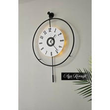 Aga Konsept Led'li Siyah Izmir Kristal 24 Tiktok (Orta Boy 40 x 60 Cm), Modern Dekoratif Metal Duvar Saati