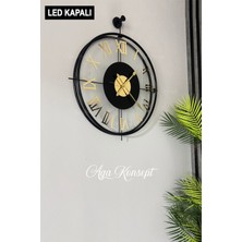 Aga Konsept LED Li Black Eyes La Clock Orta Boy Siyah, Modern Dekoratif Ispanyol Tarzı Duvar Saati