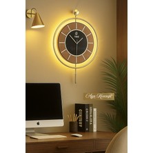 Aga Konsept LED Li Divan Tiktok (Büyük Boy 50 x 75 Cm) Gold, Modern Dekoratif Metal Duvar Saati