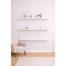 yankı-byeg 90 cm 3lü Mat Beyaz Mdf Uçan Duvar Rafı Gizli Bağlantı Kitaplık