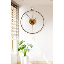 Aga Konsept Tiktok Plus Orta Boy 50 x 75 cm Rose Gold (Bakır Rengi), Modern Dekoratif Sarkaçlı Metal Duvar Saati