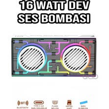 Teknohane Tekno Hane Bluetooth Büyük Boy Hoparlör Ses Bombası Yüksek Ses Gücü LED Işık 18 Watt